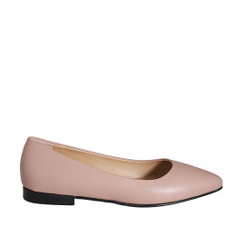 Ballerine à bout pointu pour femmes en cuir rose talon 1 - Pointures disponibles:  32, 33, 35, 42, 43, 44, 45