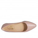 Ballerina a punta da donna in pelle rosa tacco 1 - Misure disponibili: 32, 33, 35, 42, 43, 44, 45