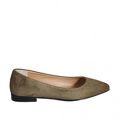 Ballerine à bout pointu pour femmes en daim vert talon 1 - Pointures disponibles:  33, 34, 35, 42, 43, 44