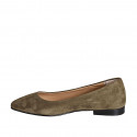 Ballerine à bout pointu pour femmes en daim vert talon 1 - Pointures disponibles:  33, 34, 35, 42, 43, 44