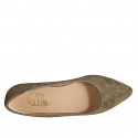 Ballerina a punta da donna in camoscio verde tacco 1 - Misure disponibili: 33, 35, 42, 43