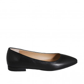 Ballerine à bout pointu pour femmes en cuir noir avec talon 1 - Pointures disponibles:  33, 42, 45