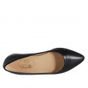 Ballerina a punta da donna in pelle nera con tacco 1 - Misure disponibili: 33, 42, 45