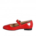 Ballerina Mary Jane da donna con cinturino in vernice rossa tacco 1 - Misure disponibili: 32, 33, 34, 35, 42, 43, 44, 45, 46