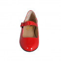 Ballerina Mary Jane da donna con cinturino in vernice rossa tacco 1 - Misure disponibili: 32, 33, 34, 35, 42, 43, 44, 45, 46