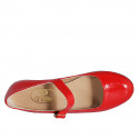 Ballerina Mary Jane da donna con cinturino in vernice rossa tacco 1 - Misure disponibili: 32, 33, 34, 35, 42, 43, 44, 45, 46