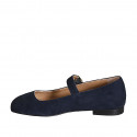 Woman's Mary Jane in blue suede with strap heel 1 - Available sizes:  33, 42