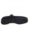 Zapato Bailarina Mary Jane para mujer en gamuza azul con cinturon tacon 1 - Tallas disponibles:  33, 42