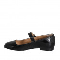 Woman's Mary Jane ballerina in black patent leather with strap heel 1 - Available sizes:  32, 34, 35, 45