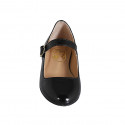 Ballerina Mary Jane da donna con cinturino in vernice nera tacco 1 - Misure disponibili: 32, 34, 35