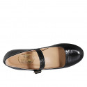 Ballerina Mary Jane da donna con cinturino in vernice nera tacco 1 - Misure disponibili: 32, 34, 35