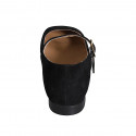 Zapato Bailarina Mary Jane para mujer en gamuza negra con cinturon tacon 1 - Tallas disponibles:  33, 34, 42, 43, 44