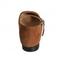 Woman's Mary Jane ballerina in cognac brown suede with strap heel 1 - Available sizes:  42, 43, 44