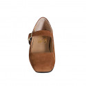 Ballerine Mary Jane pour femmes en daim cognac avec courroie talon 1 - Pointures disponibles:  42, 43, 44