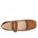 Ballerine Mary Jane pour femmes en daim cognac avec courroie talon 1 - Pointures disponibles:  42, 43, 44