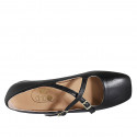 Ballerina Mary Jane da donna con punta squadrata e cinturini in pelle nera tacco 1 - Misure disponibili: 33, 34, 42, 43, 44, 45