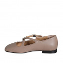 Woman's Mary Jane with squared tip and straps in nude leather heel 1 - Available sizes:  33, 42, 44