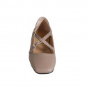 Woman's Mary Jane with squared tip and straps in nude leather heel 1 - Available sizes:  33, 42, 44