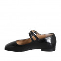 Woman's Mary Jane ballerina in black patent leather with straps heel 1 - Available sizes:  42, 43, 44