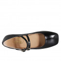 Woman's Mary Jane ballerina in black patent leather with straps heel 1 - Available sizes:  42, 43, 44