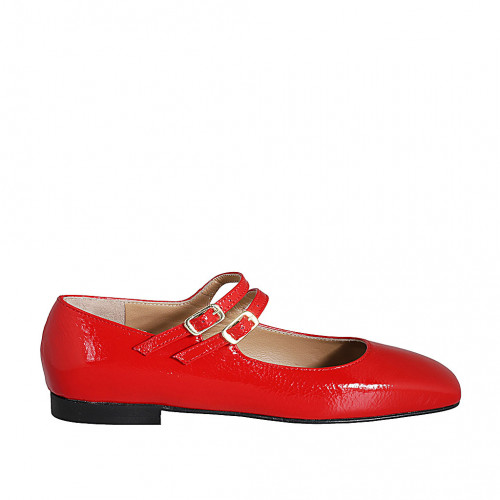 Ballerine Mary Jane pour femmes en cuir verni rouge avec courroies talon 1 - Pointures disponibles:  42, 43