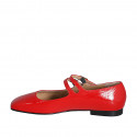 Woman's Mary Jane in red patent leather with straps heel 1 - Available sizes:  42