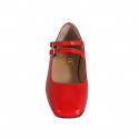 Woman's Mary Jane ballerina in red patent leather with straps heel 1 - Available sizes:  42, 43