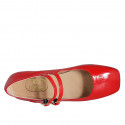 Woman's Mary Jane in red patent leather with straps heel 1 - Available sizes:  42