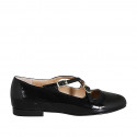 Woman's Mary Jane with rounded tip and straps in black patent leather heel 1 - Available sizes:  42