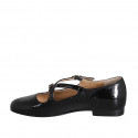 Ballerina Mary Jane da donna con punta tonda e cinturini in vernice nera tacco 1 - Misure disponibili: 34, 42, 43, 44