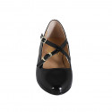 Woman's Mary Jane with rounded tip and straps in black patent leather heel 1 - Available sizes:  42