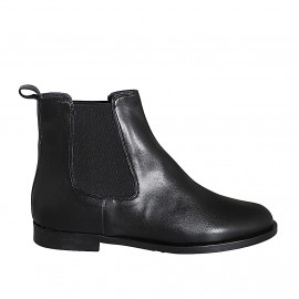 Bottines pour femmes en cuir noir avec élastiques talon 2 - Pointures disponibles:  32, 35, 43