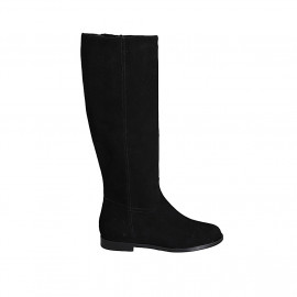 Bota para mujer con cremallera y elastico en gamuza negra tacon 2 - Tallas disponibles:  33