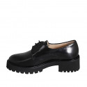 Chaussure à lacets derby pour femmes en cuir noir avec talon 5 - Pointures disponibles:  32, 33, 34, 42, 43, 44, 45