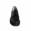 Chaussure à lacets derby pour femmes en cuir noir avec talon 5 - Pointures disponibles:  32, 33, 34, 42, 43, 44, 45