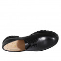 Chaussure à lacets derby pour femmes en cuir noir avec talon 5 - Pointures disponibles:  32, 33, 34, 42, 43, 44, 45