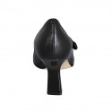 Woman's Mary Jane pointy pump with strap in black leather heel 8 - Available sizes:  42, 43, 44