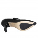 Zapato a punta Mary Jane para mujer con cinturon en piel negra tacon 8 - Tallas disponibles:  42, 43, 44