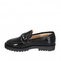 Mocassino da donna con accessorio in vernice nera tacco 3 - Misure disponibili: 32, 35, 43, 44, 45, 46