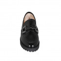 Mocassino da donna con accessorio in vernice nera tacco 3 - Misure disponibili: 32, 35, 43, 44, 45, 46