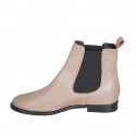 Woman's ankle boot in dove grey leather with elastic bands heel 2 - Available sizes:  32, 33, 35, 43, 44, 45