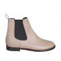 Woman's ankle boot in dove grey leather with elastic bands heel 2 - Available sizes:  32, 33, 35, 43, 44, 45