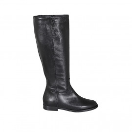 Woman's boot with zipper and elastic band in black leather heel 2 - Available sizes:  33