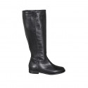 Woman's boot with zipper and elastic band in black leather heel 2 - Available sizes:  32, 33, 34, 35, 42, 43, 44