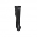 Woman's boot with zipper and elastic band in black leather heel 2 - Available sizes:  32, 33, 34, 35, 42, 43, 44