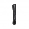 Woman's boot with zipper and elastic band in black leather heel 2 - Available sizes:  32, 33, 34, 35, 42, 43, 44