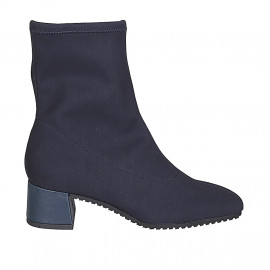 Woman's ankle boot in blue elastic fabric heel 5 - Available sizes:  32, 33, 35, 42, 44, 45