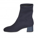 Woman's ankle boot in blue elastic fabric heel 5 - Available sizes:  32, 33, 34, 35, 42, 43, 44, 45, 46