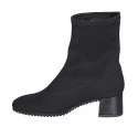 Woman's ankle boot in black elastic fabric heel 5 - Available sizes:  32, 33, 34, 35, 44, 45, 46