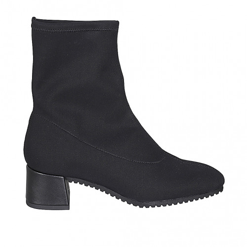 Stivaletto da donna in tessuto elasticizzato nero tacco 5 - Misure disponibili: 32, 33, 34, 35, 42, 43, 44, 45, 46